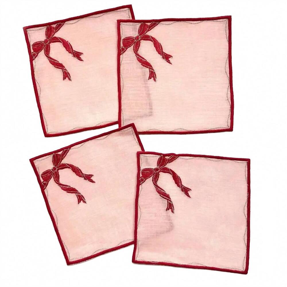 NEW BISCUIT HOME gift box cocktail napkins - set of four in pink